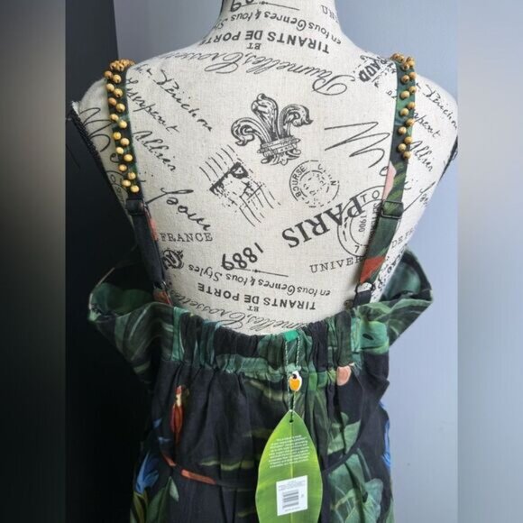 Farm Rio Black Midnight Macaw Fiesta Lenzing Euroflax Mini Dress NWT Size XL - Picture 5 of 14